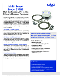 Thumbnail of document Data Sheet - 231RS Multi-Configurable Pressure Transducer